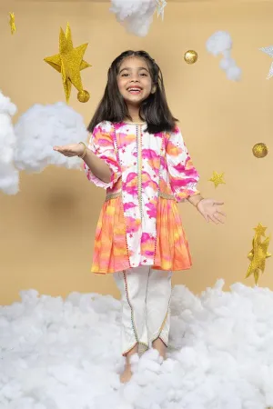Live In Sunshine Off-White Kurta and Dhoti Pants Set for Girls