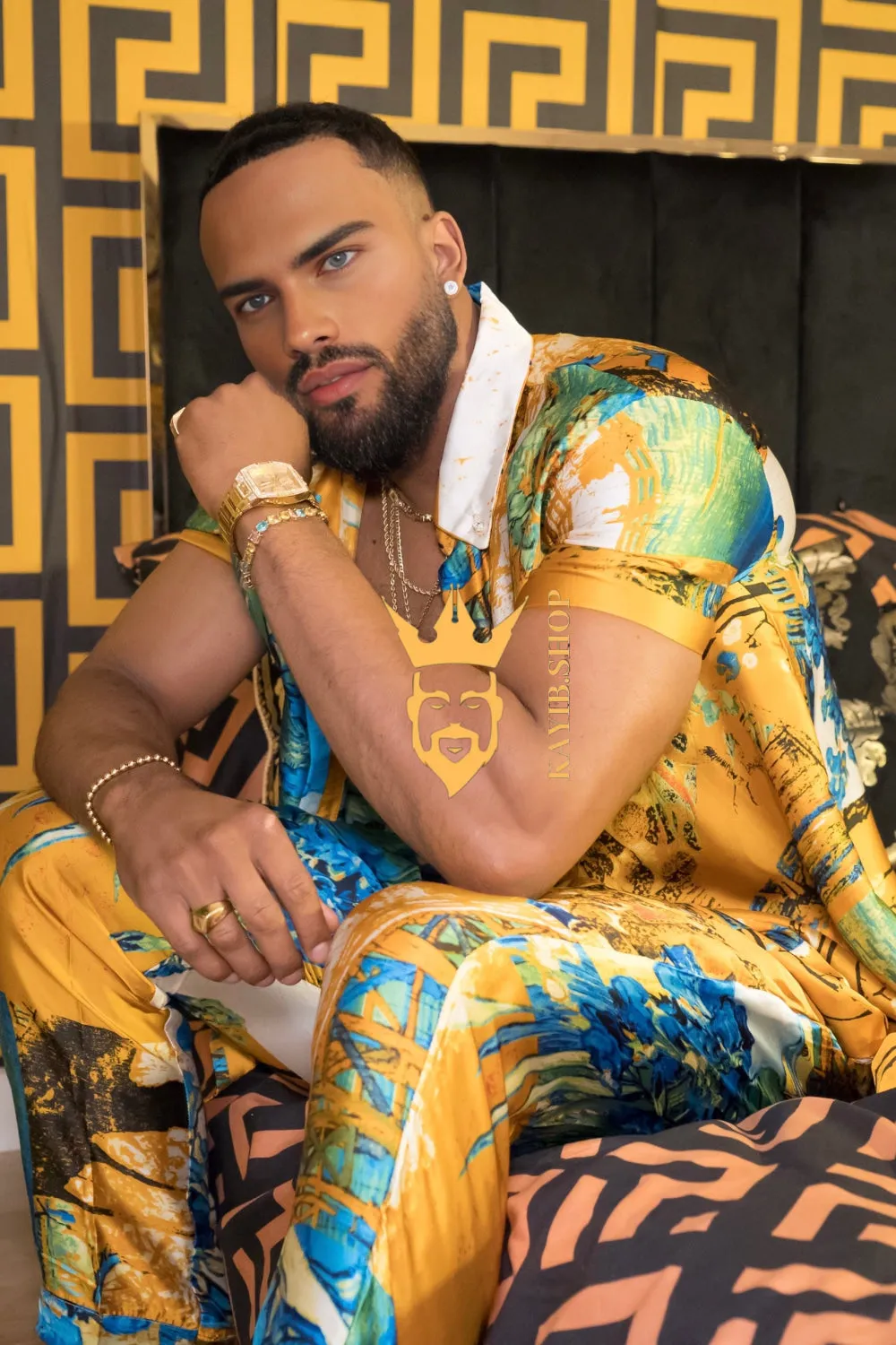 Premium Quality Mens Luxury Silk Lounge Pants Set