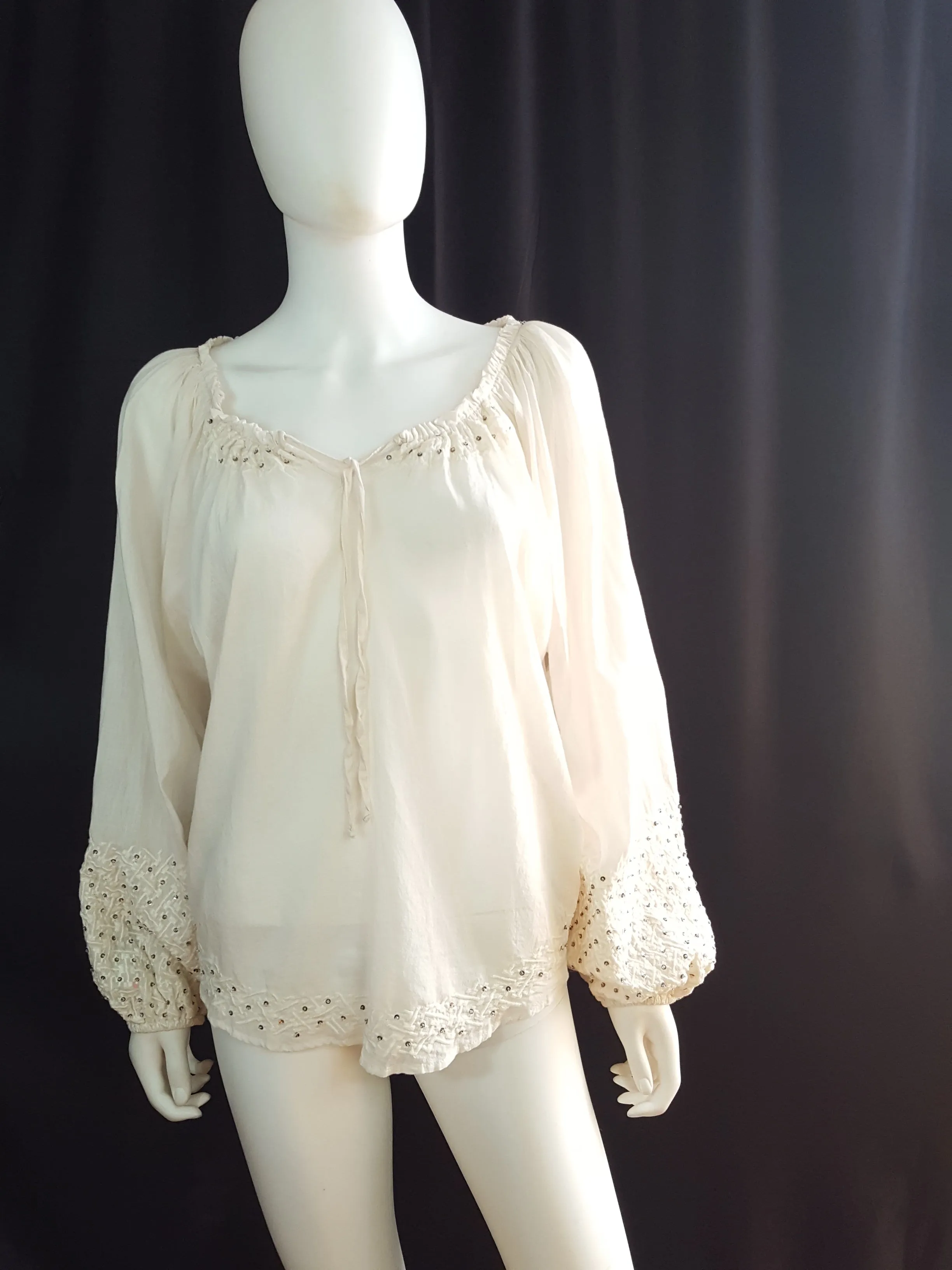 Parker Cotton Embroidered Peasant Blouse sz. S