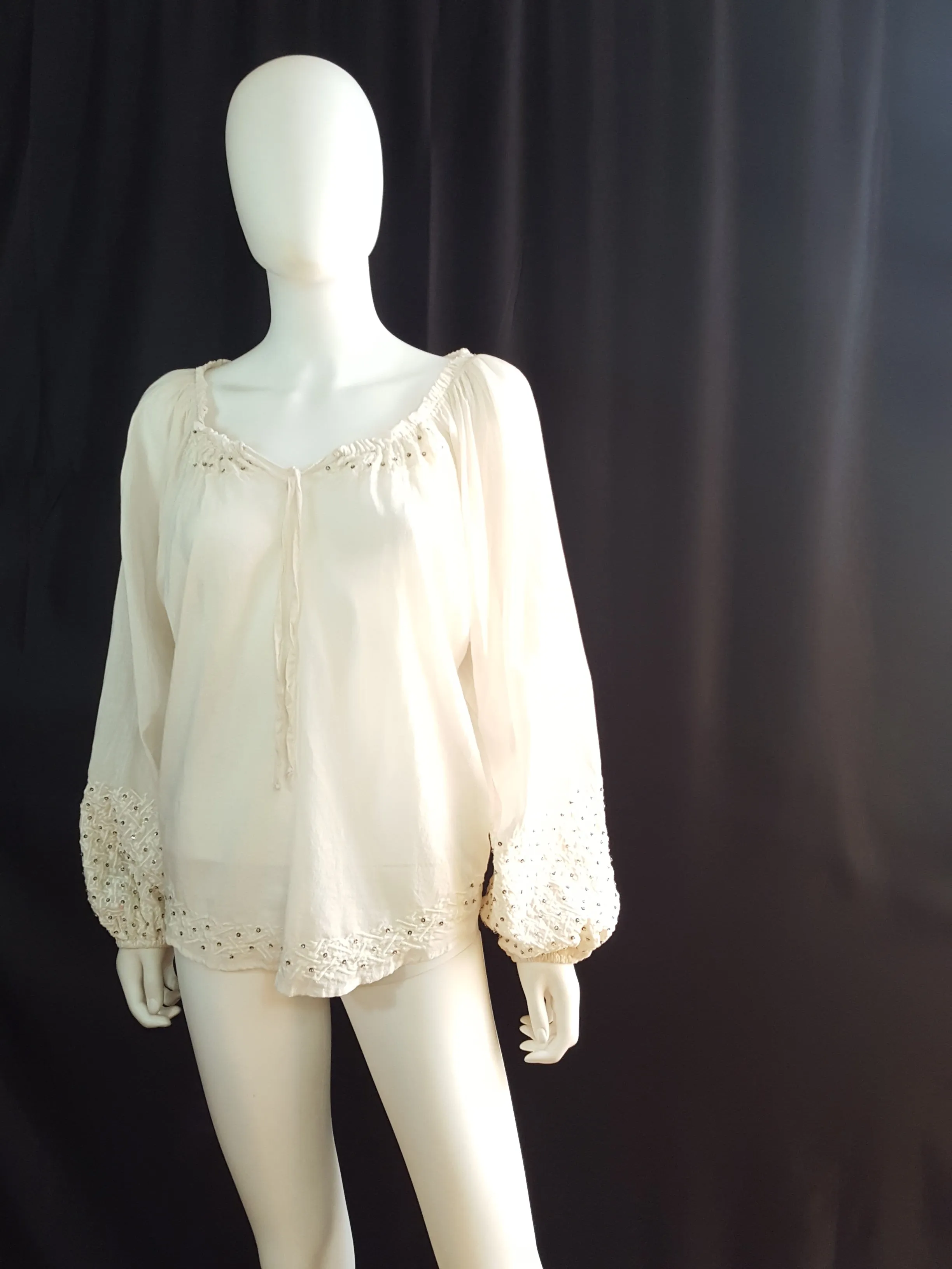 Parker Cotton Embroidered Peasant Blouse sz. S