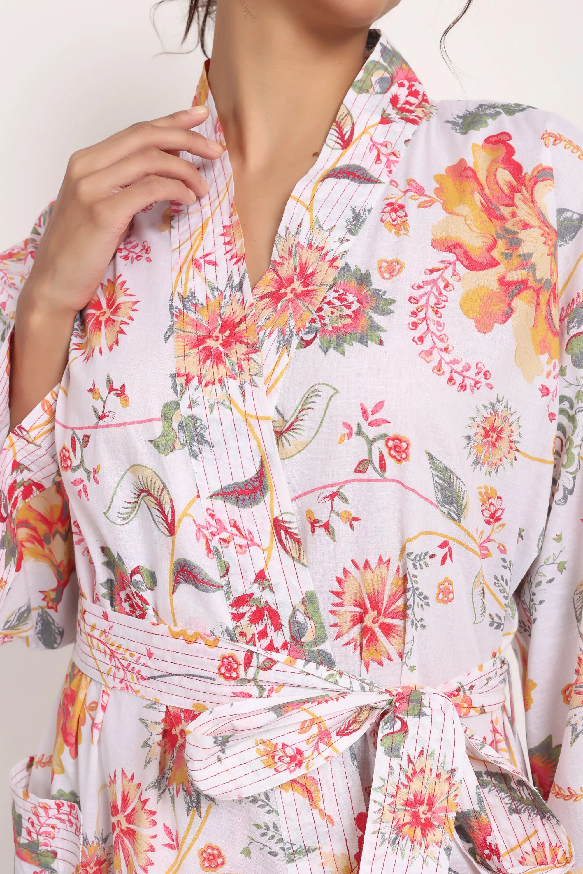 Passionflower Kimono Coral Print