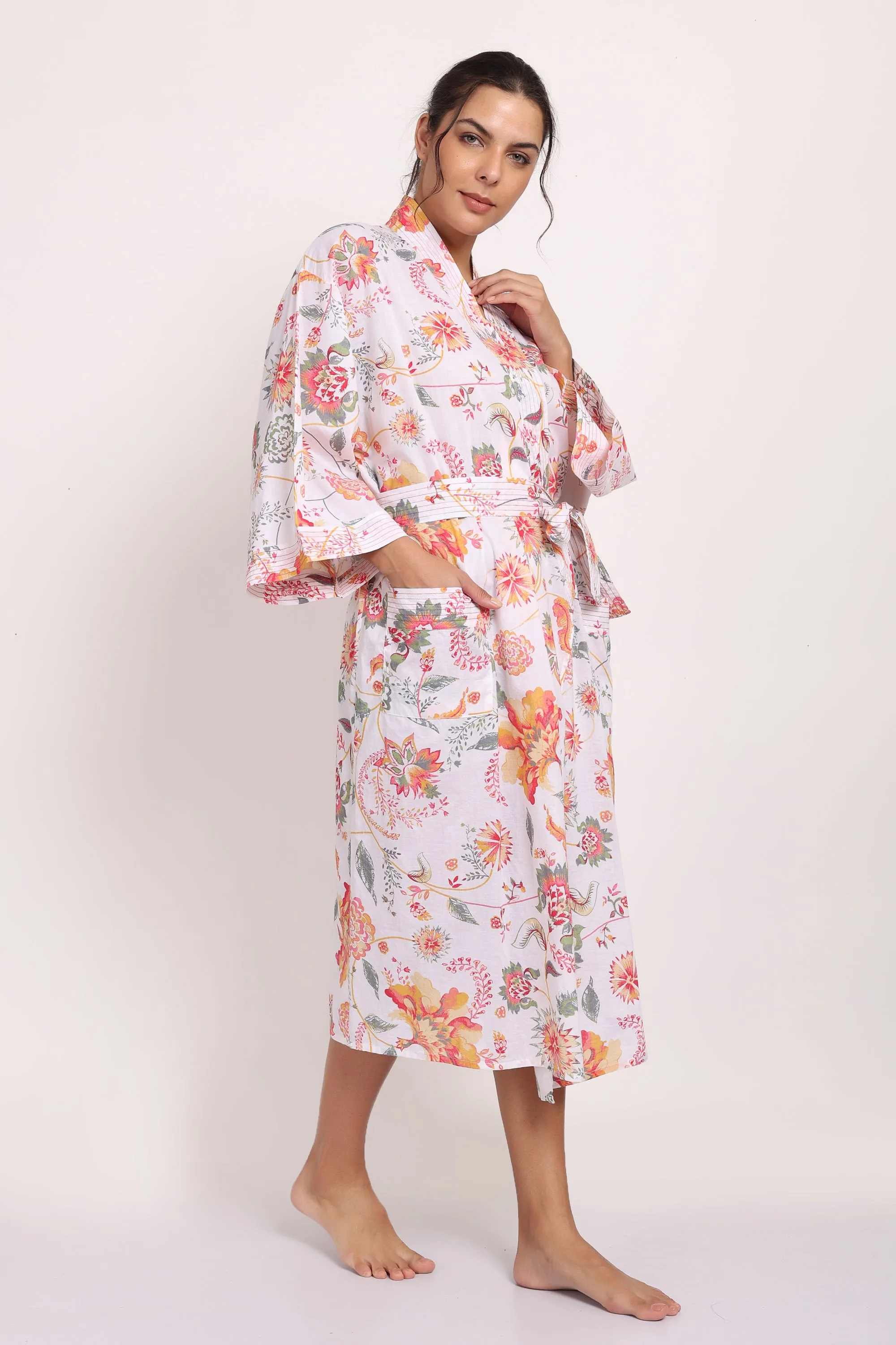 Passionflower Kimono Coral Print