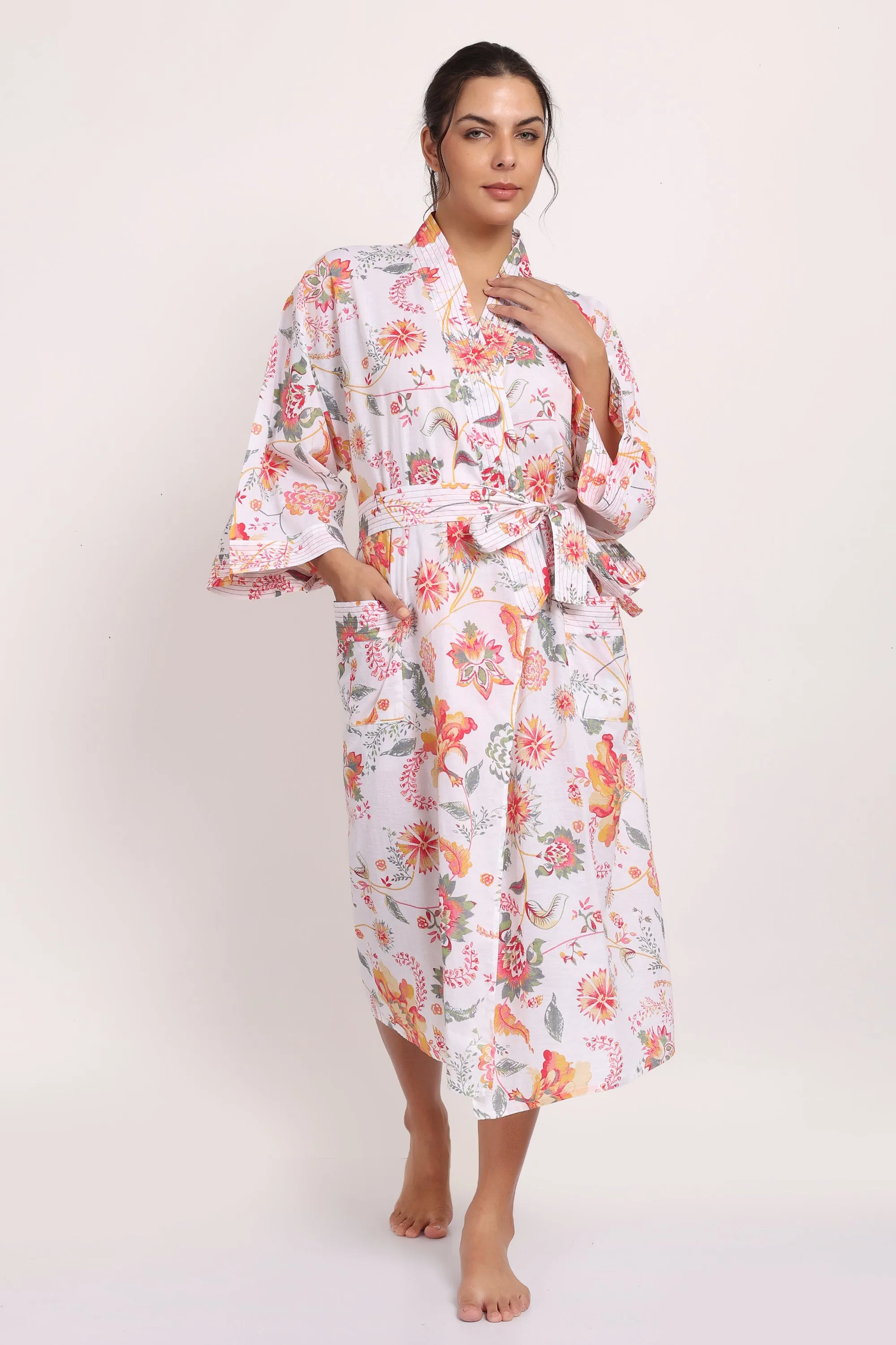 Passionflower Kimono Coral Print