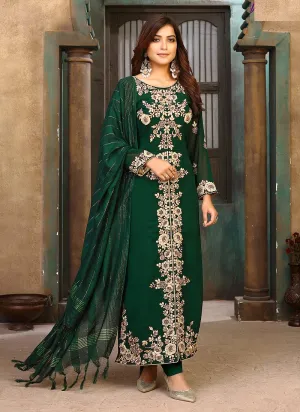 Pine Green Ceremonial Embroidered Pakistani Style Suit