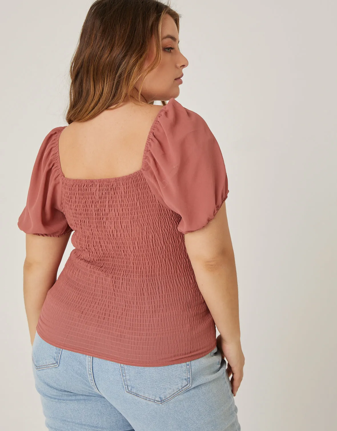 Plus Size Double Ruched Chiffon Top