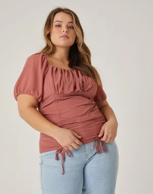 Plus Size Double Ruched Chiffon Top