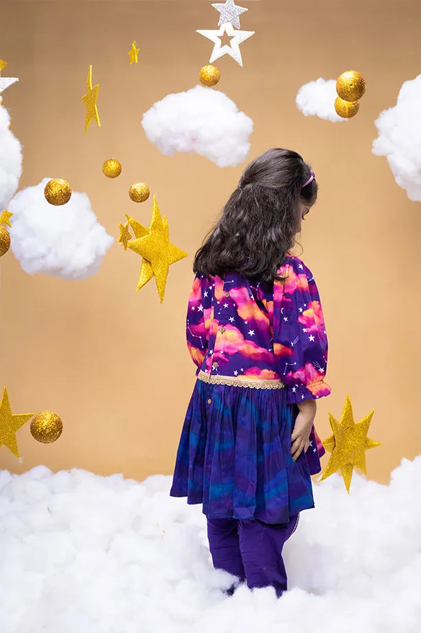 Secrets Of Dusk Purple Kurta and Dhoti Pants Set for Girls