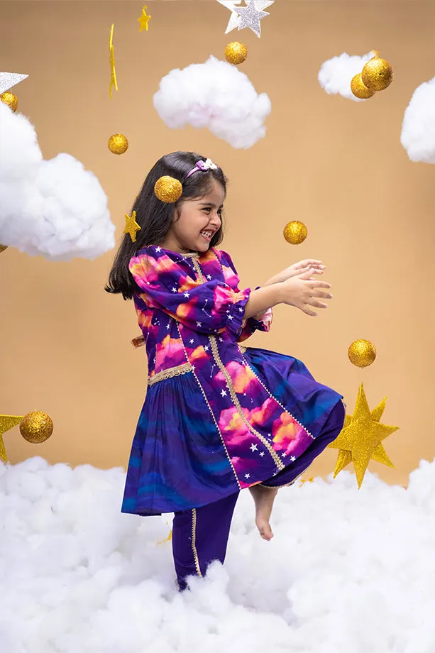 Secrets Of Dusk Purple Kurta and Dhoti Pants Set for Girls