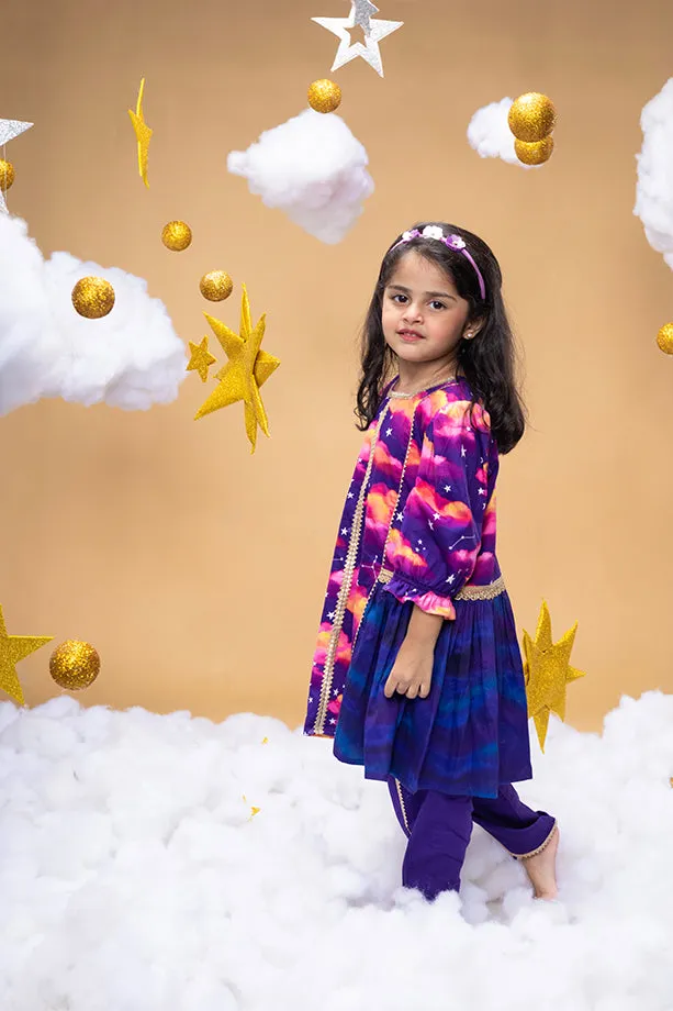 Secrets Of Dusk Purple Kurta and Dhoti Pants Set for Girls