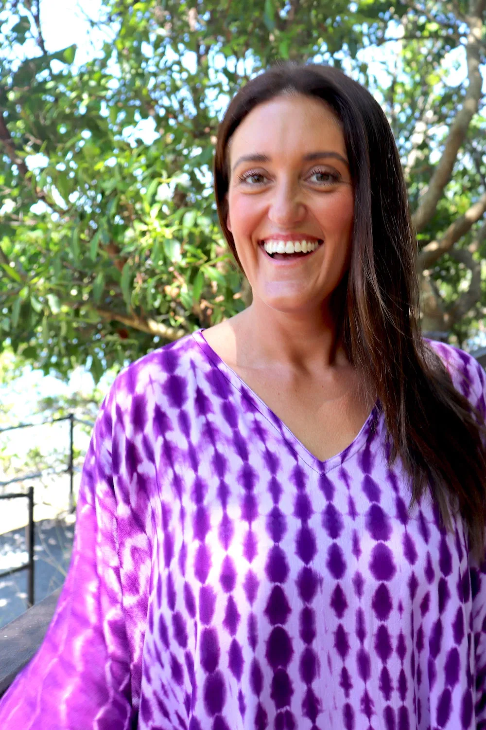 Short Kaftan With Tassels In Lavender Tie Dye