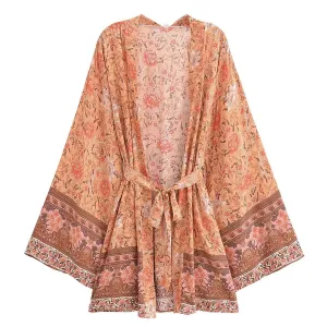 Short Kimono Light Orange Floral