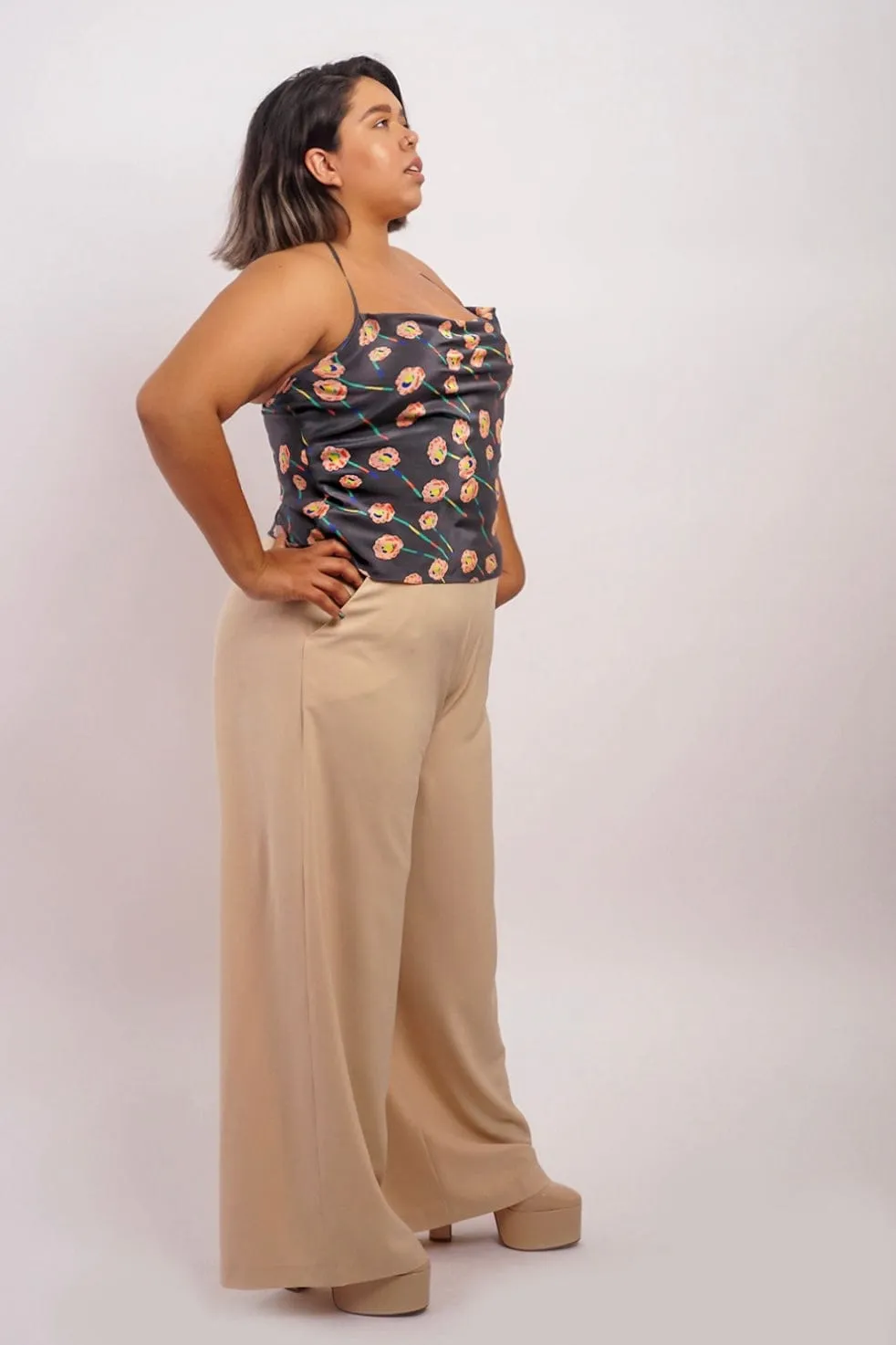 Silk Floral Print Colina Cowl Top