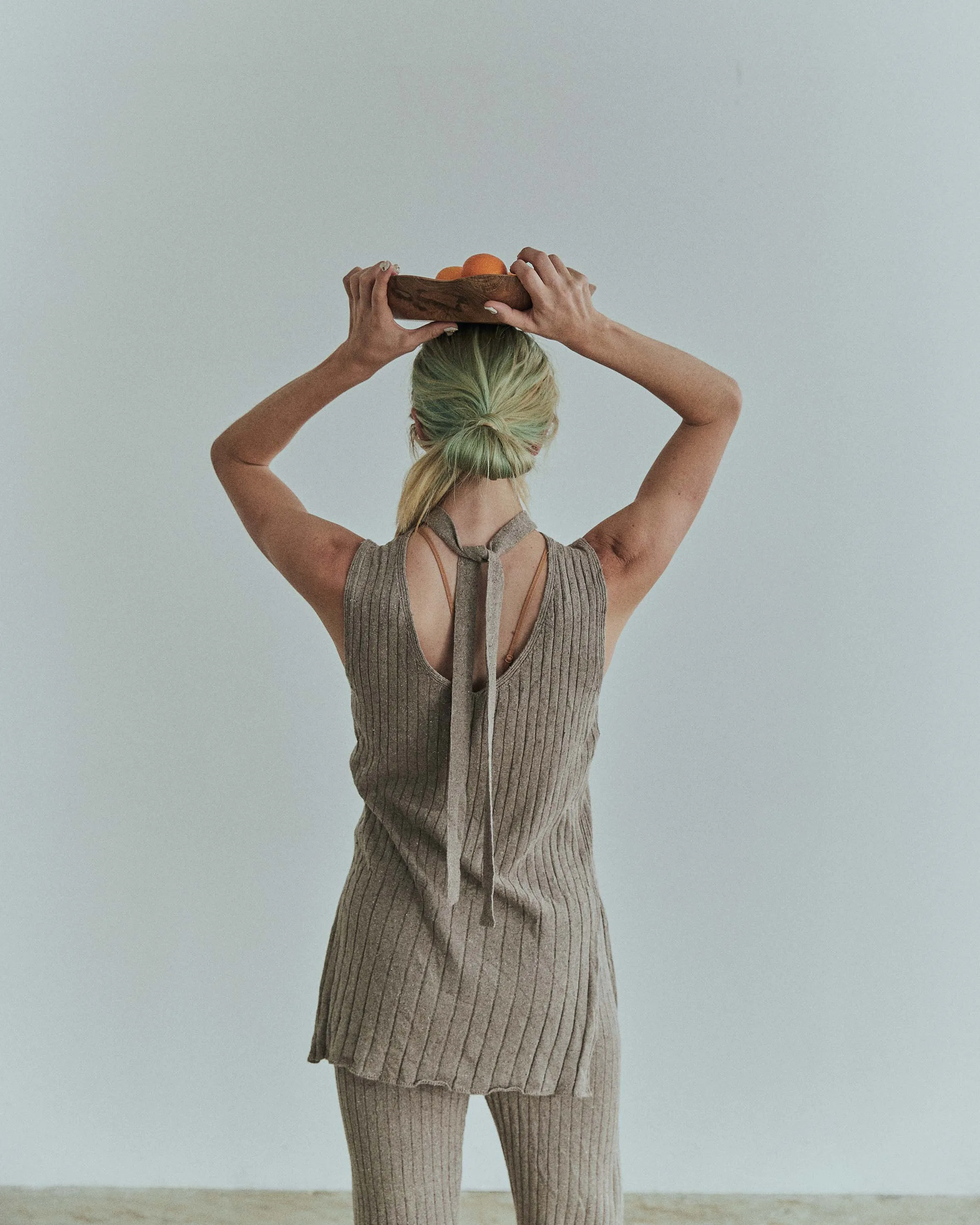 Silk Wide Rib No-sleeves Tops / Eco Silk 100%