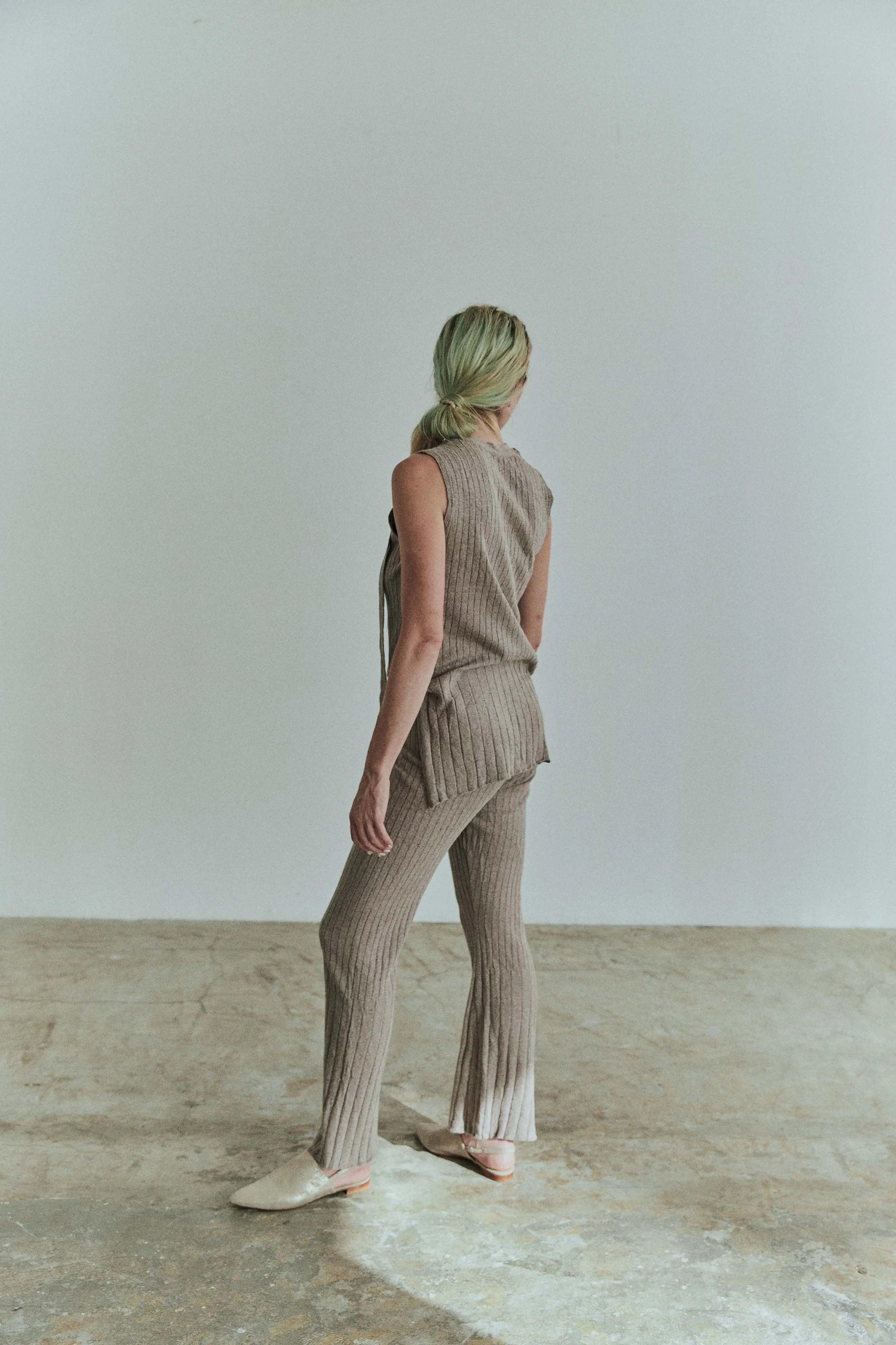 Silk Wide Rib No-sleeves Tops / Eco Silk 100%