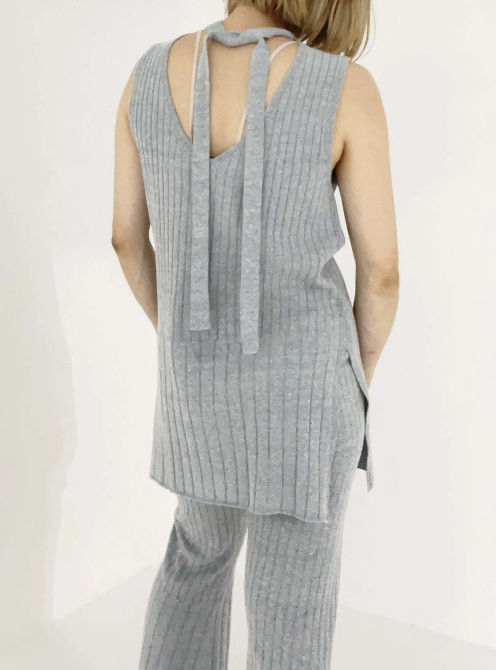 Silk Wide Rib No-sleeves Tops / Eco Silk 100%