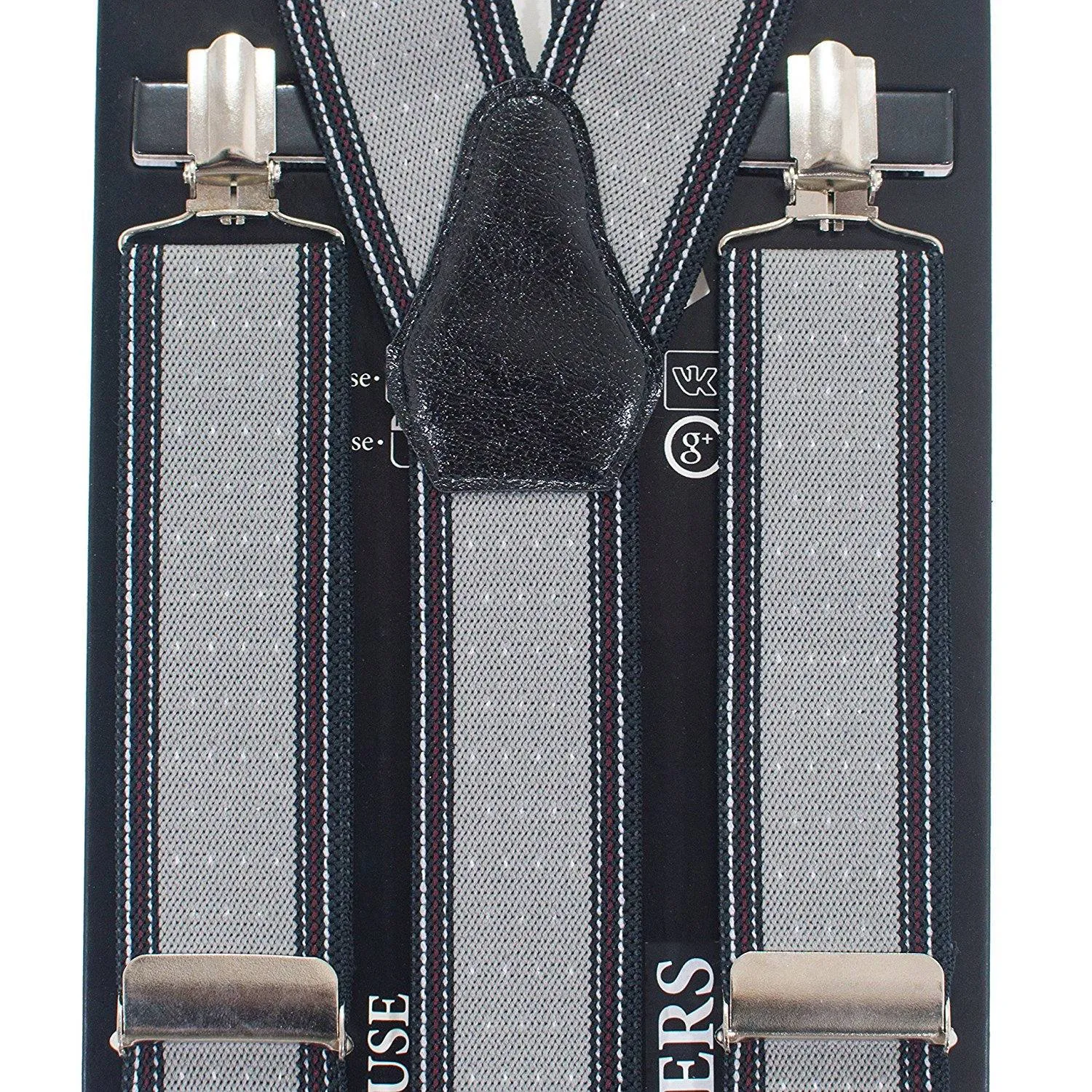 Striped-Dots Grey Suspenders