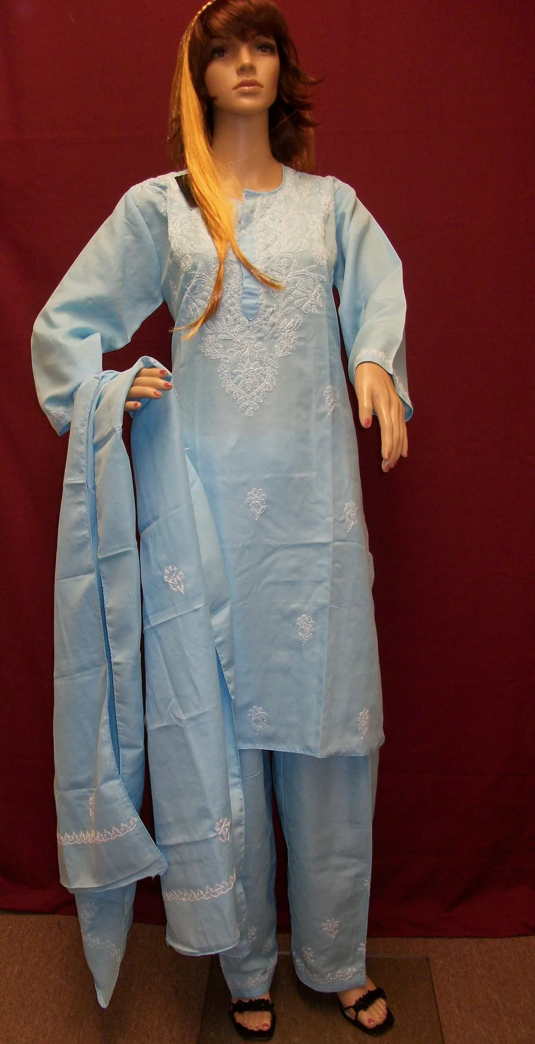 Suit 3080 Blue Cotton Salwar Kameez Dupatta Large Size Shieno
