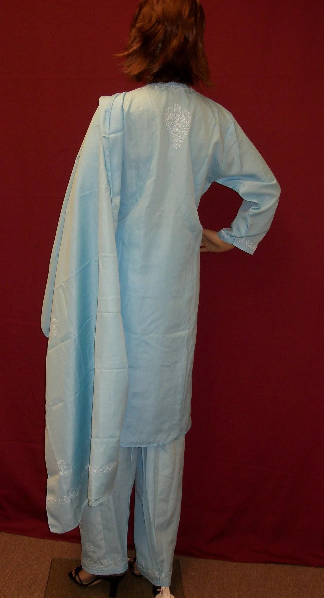 Suit 3080 Blue Cotton Salwar Kameez Dupatta Large Size Shieno