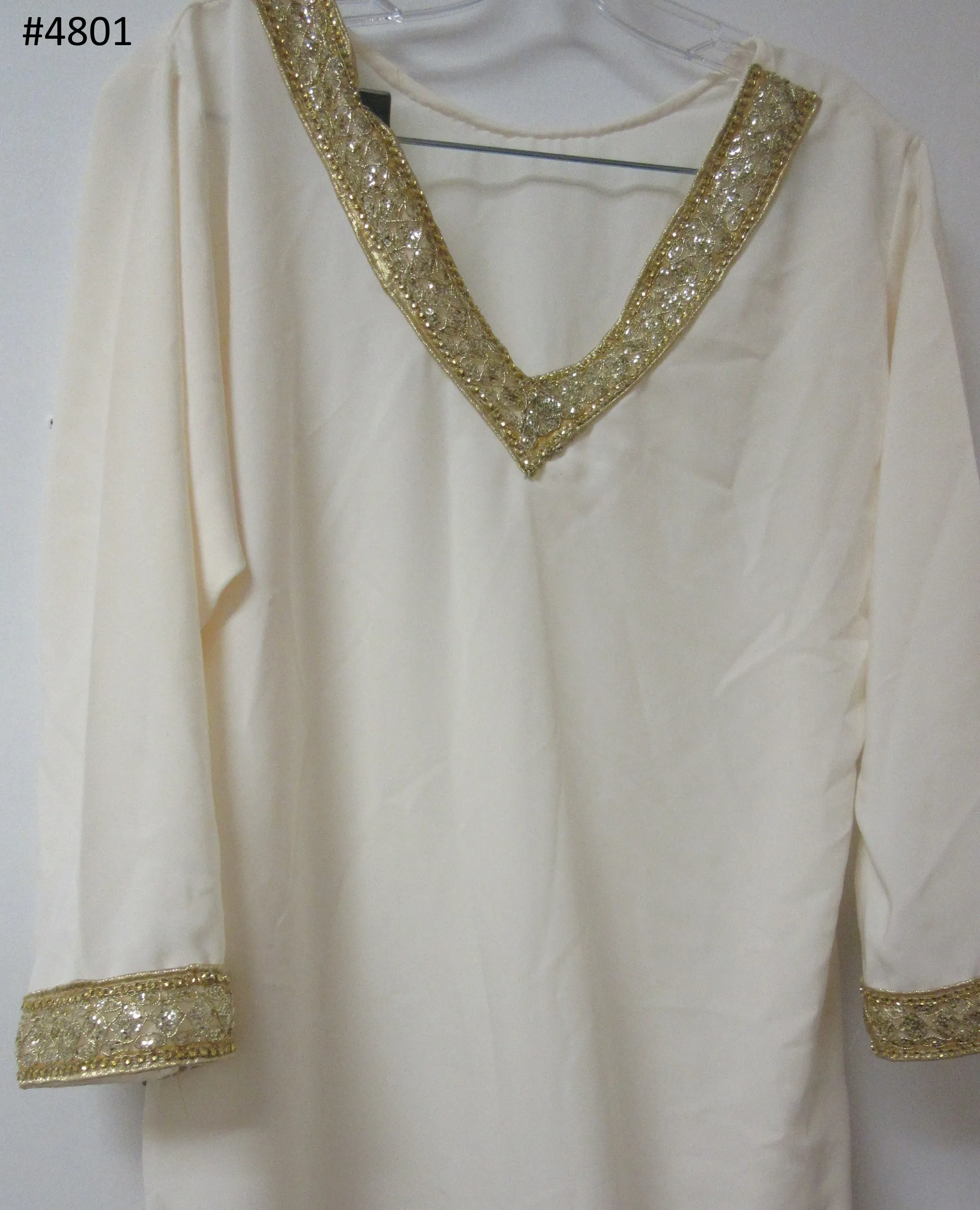 Suit 4801 Solid Ivory Crepe Salwar Kameez Dupatta Large Size Pakistani Suit