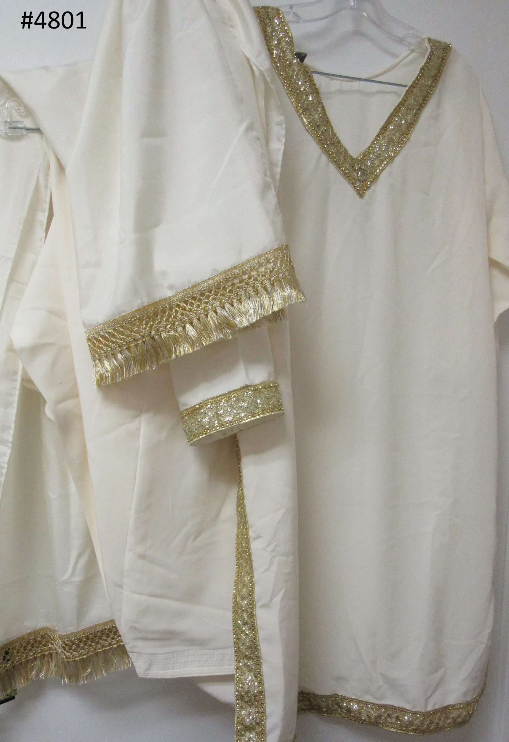 Suit 4801 Solid Ivory Crepe Salwar Kameez Dupatta Large Size Pakistani Suit