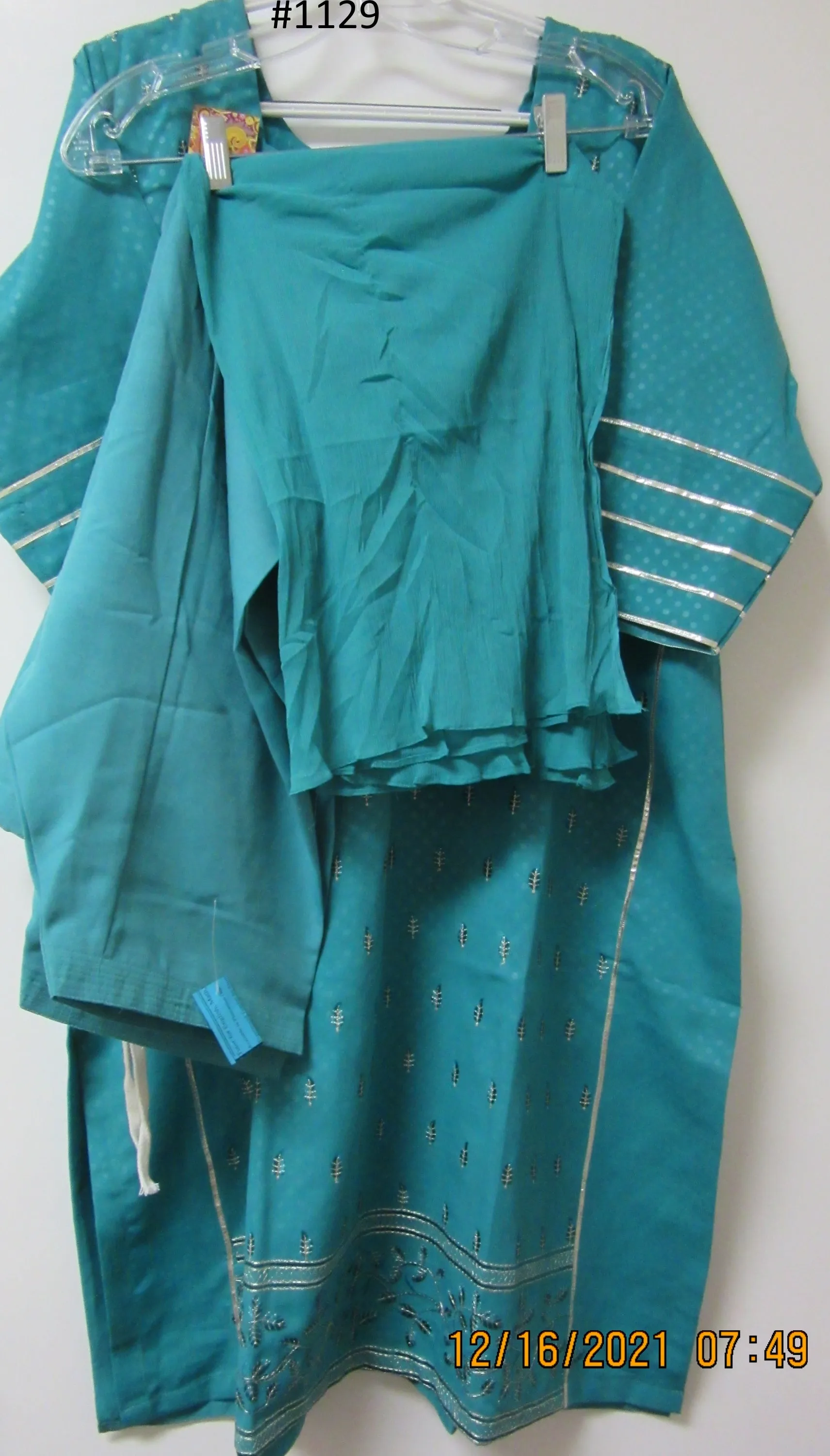Suit 6381129 Turquoise Silver detail Salwar Kameez Dupatta XL 48 Size Suit