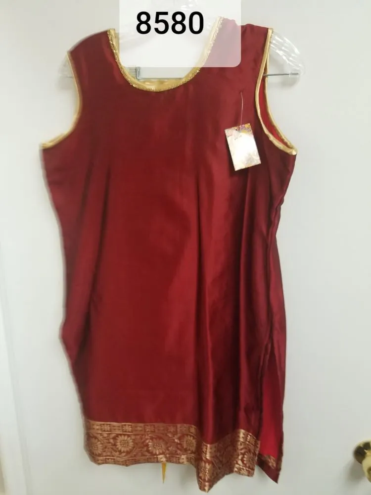 Suit 6388580 Maroon Silk Gold Detail Salwar Kameez Dupatta Medium Size Suit