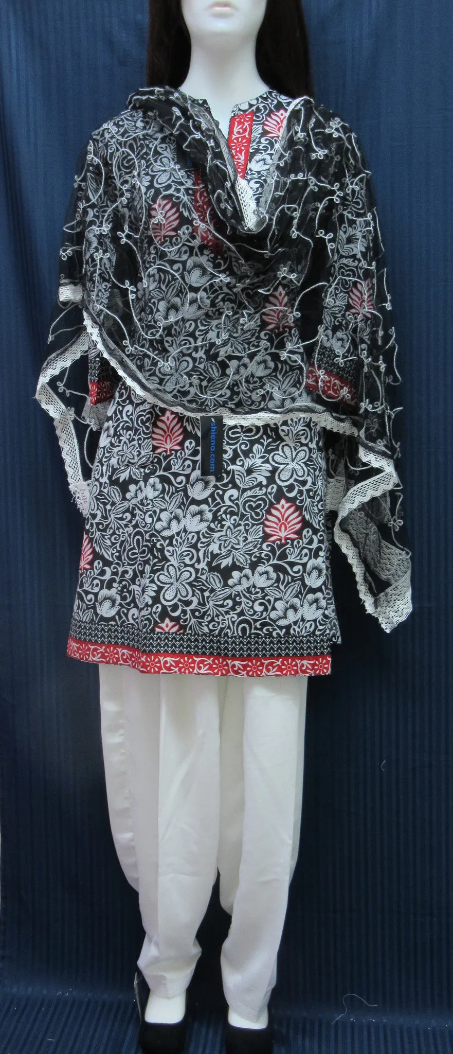Suit 7168k Black Printed Salwar Kameez Dupatta Large Size Shieno Sarees