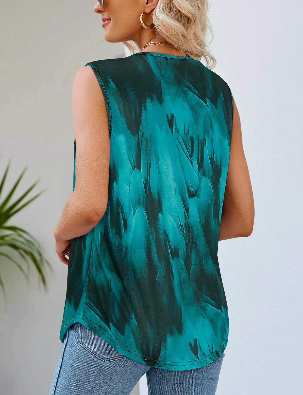 Syphiby Sleeveless Tops for Women UK Square Neck Tops Cami Tops for Women Flowy Summer Tops for Outfits Holiday Loose Maternity Tops A Line Casual Going Out Tops Peacock Blue