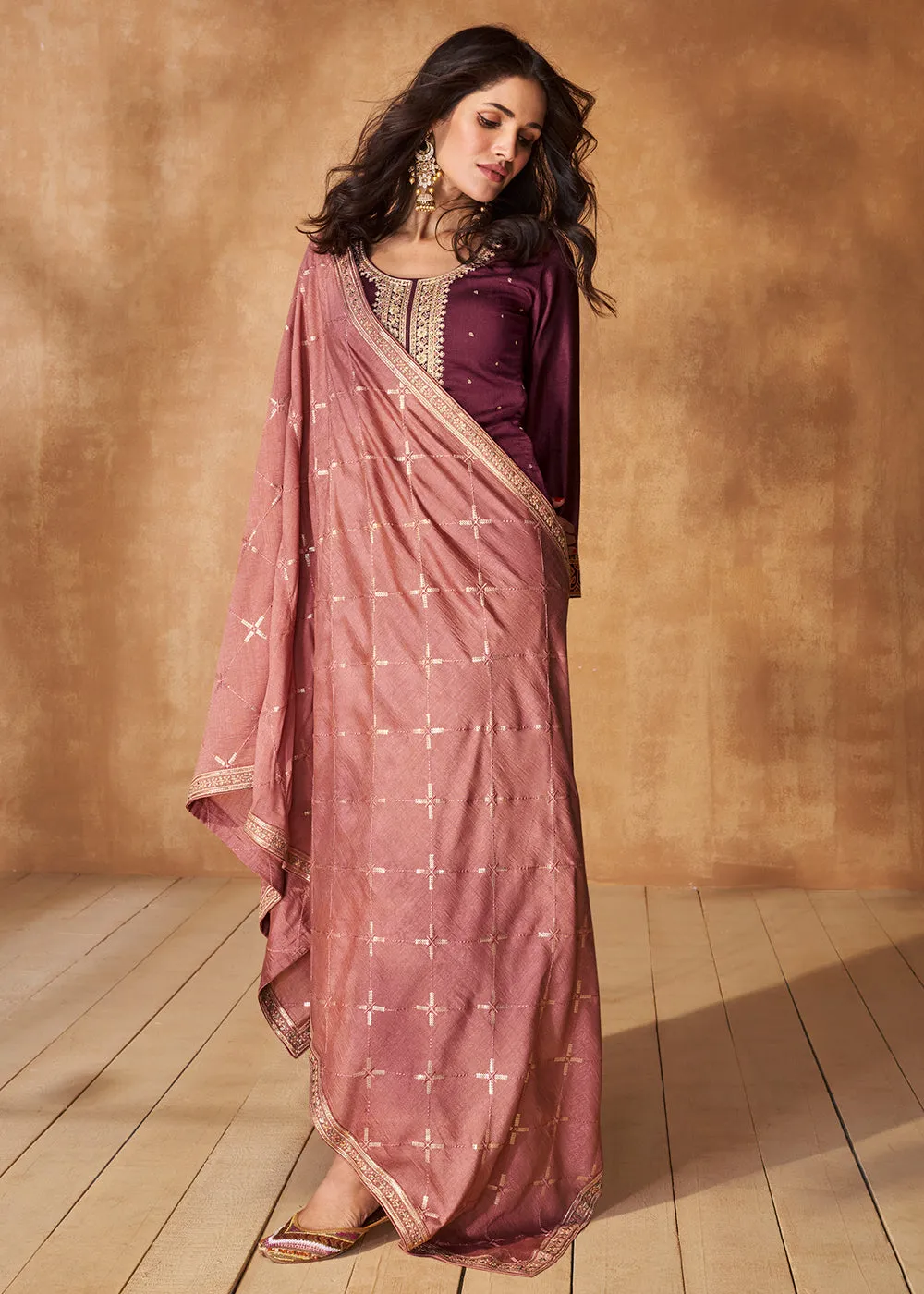 Trendy Maroon Premium Silk Festive Wear Salwar Kurta
