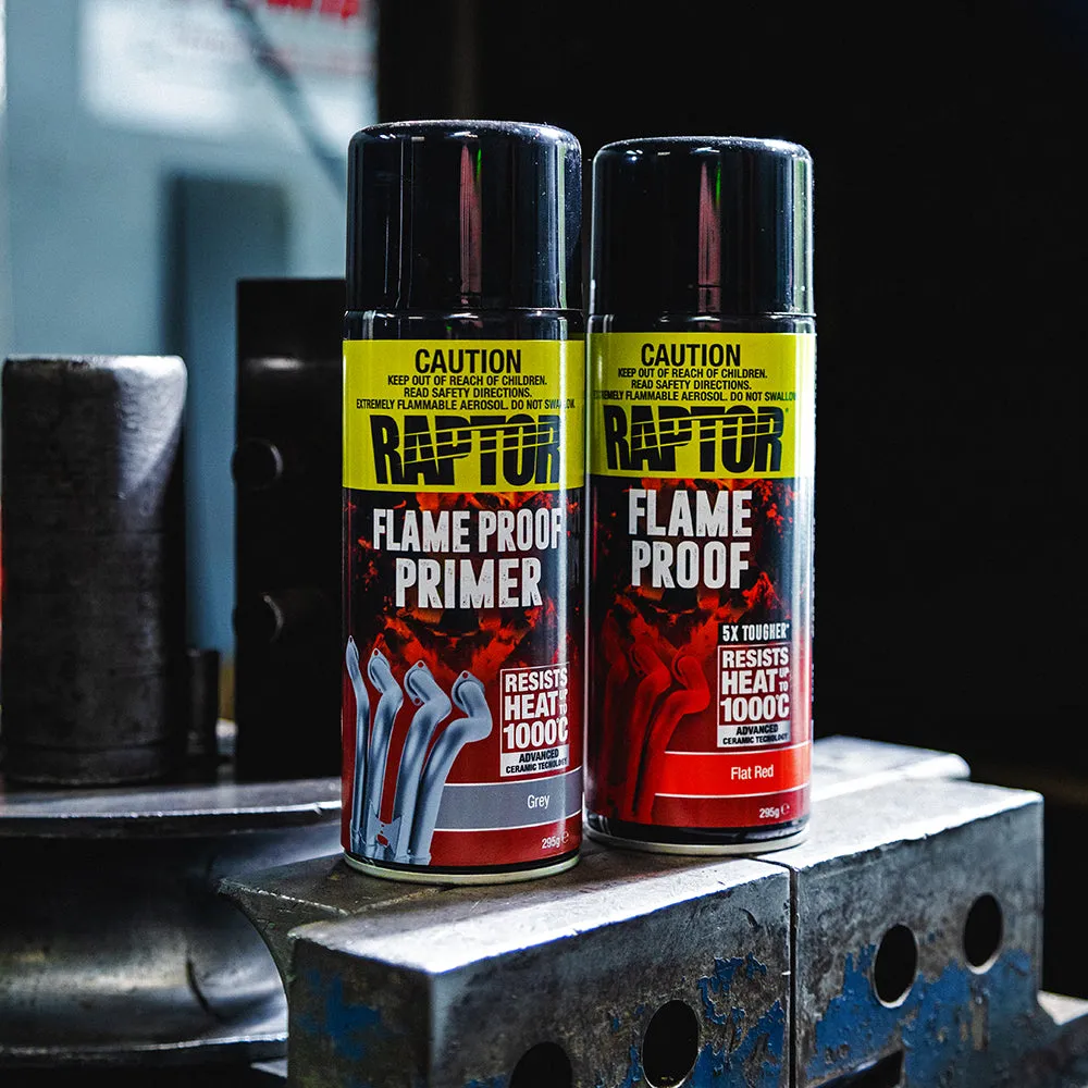 U-POL Raptor High Temp Flameproof Spray Paint Aerosol 295g Flat Red