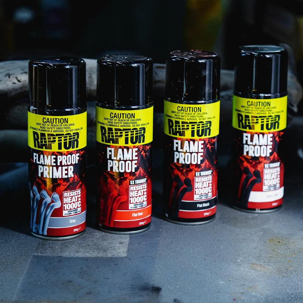 U-POL Raptor High Temp Flameproof Spray Paint Aerosol 295g Flat Red