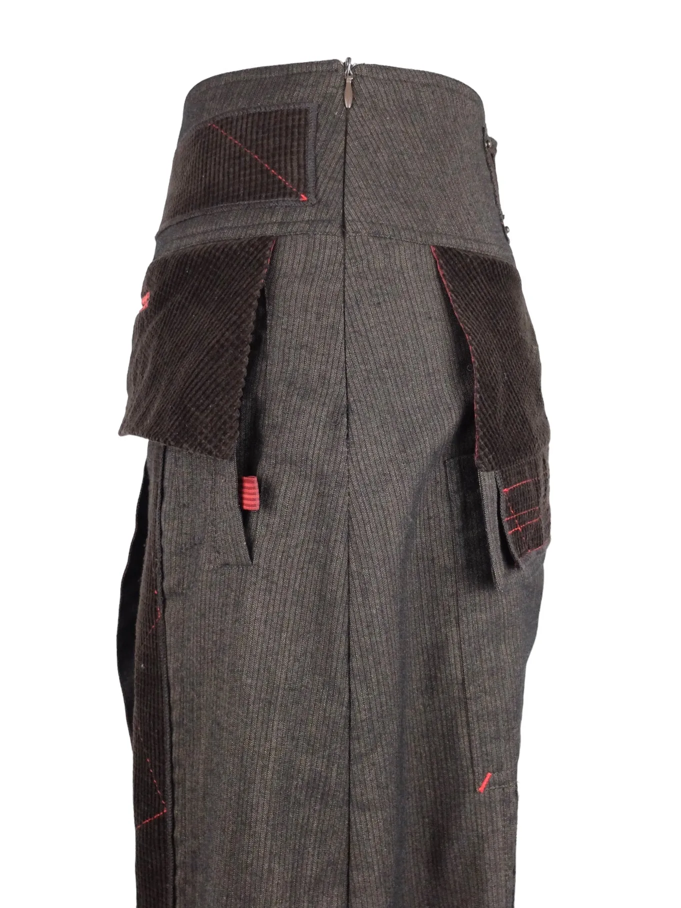 Vintage 2000s Y2K Subversive Hippie Festival Style High Waisted Brown Flowy Harem Pants with Drawstring Ties & Patchwork Detail | 29 Inch Waist