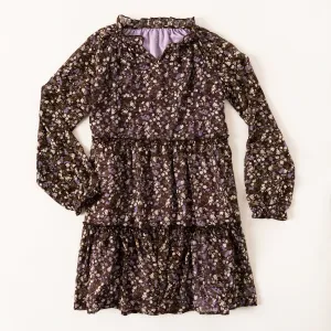 Violet Floral Peasant Dress