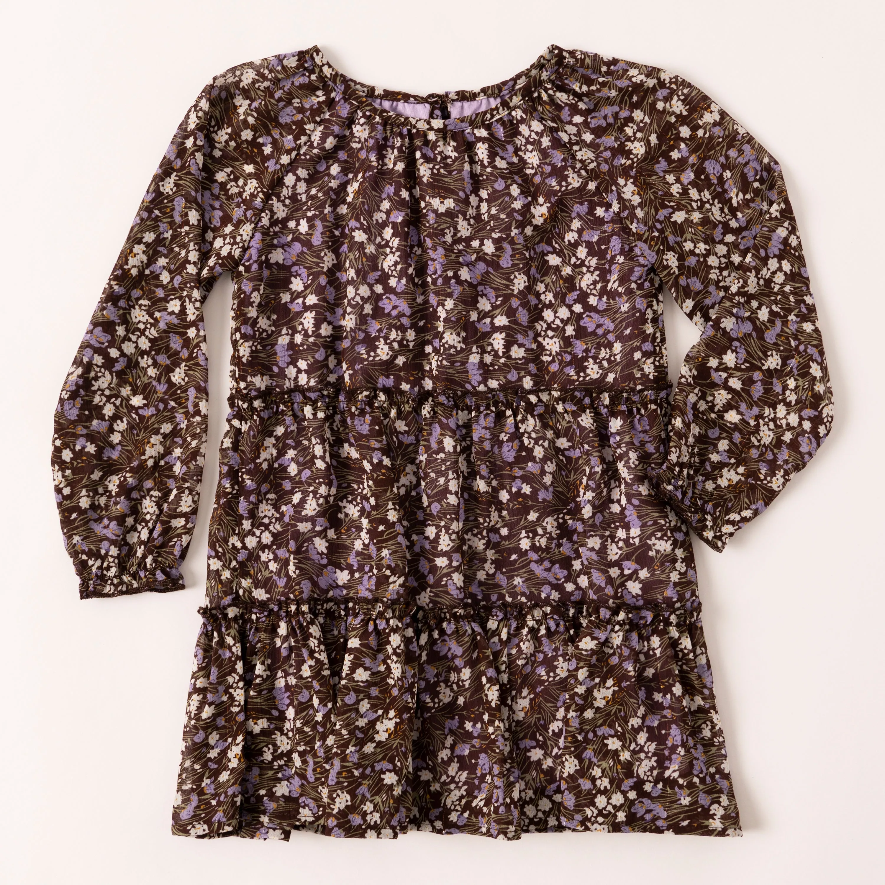 Violet Floral Peasant Dress