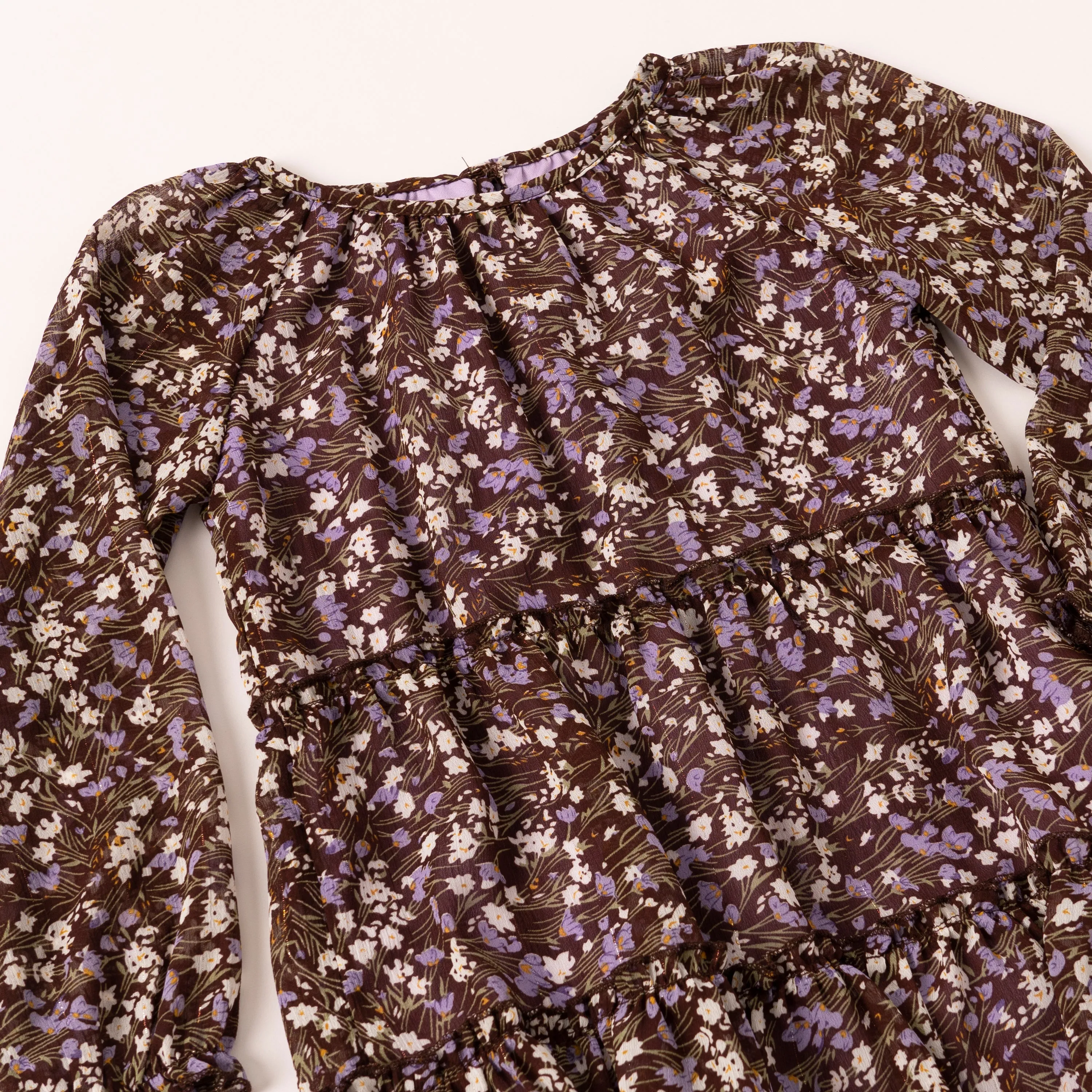 Violet Floral Peasant Dress