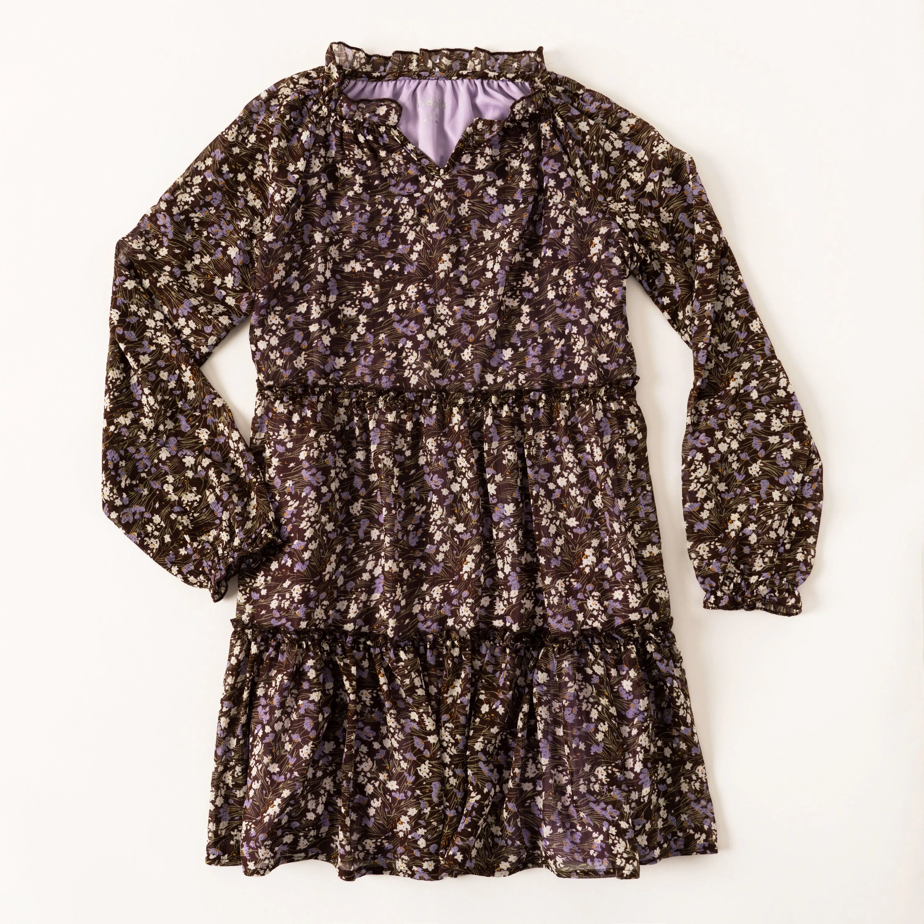 Violet Floral Peasant Dress