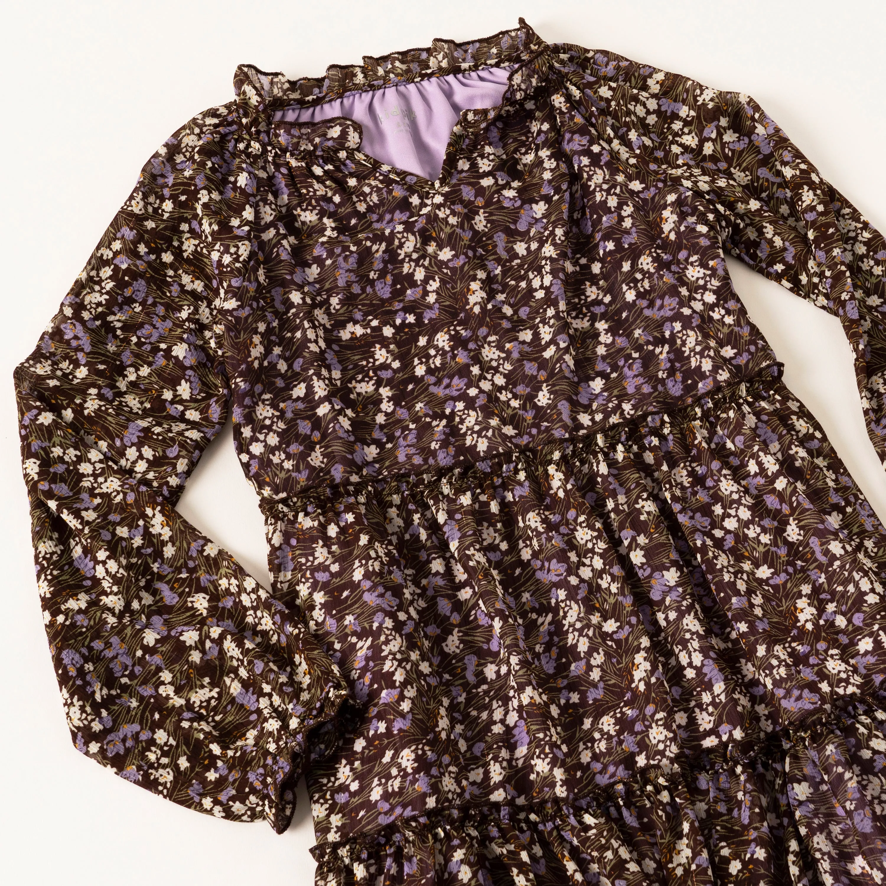 Violet Floral Peasant Dress